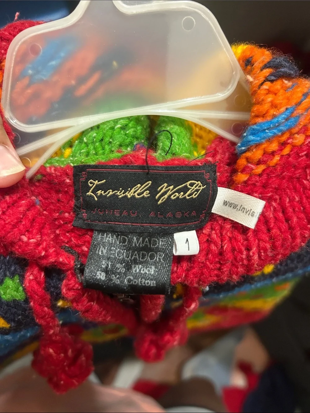 Colorful Hand-Knit Rainbow Hooded Zip Sweater